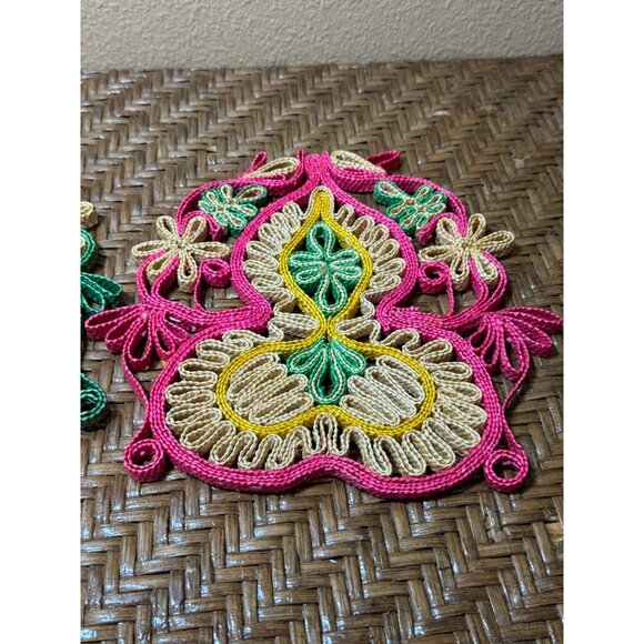 Bundle Of 2 Vintage Wicker Straw Trivet Round - Picture 9 of 10